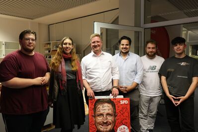 von Links: Laszlo Takacs, Annika Wollert, MdL Sebastian Rüter, Ali Zarabi, Lukas Quint und Yann Biegert.